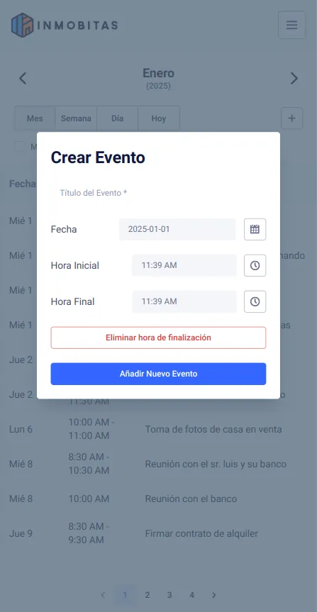 Events creation form